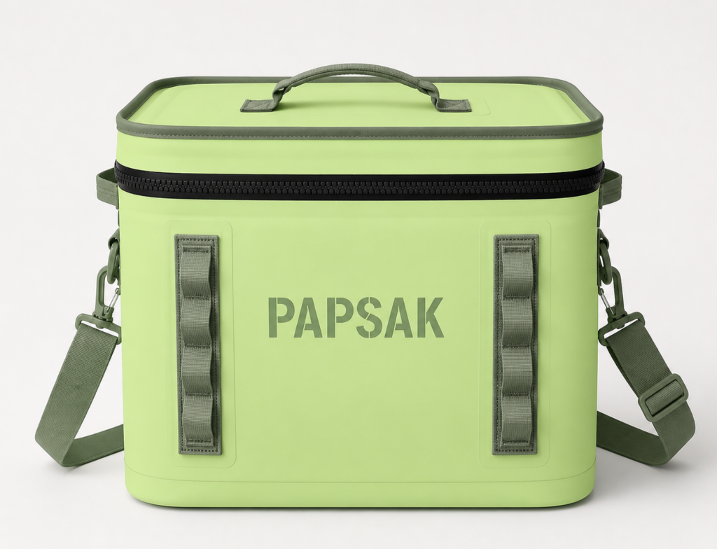 PAPSAK Cooler Bag - Side view with shoulder strap